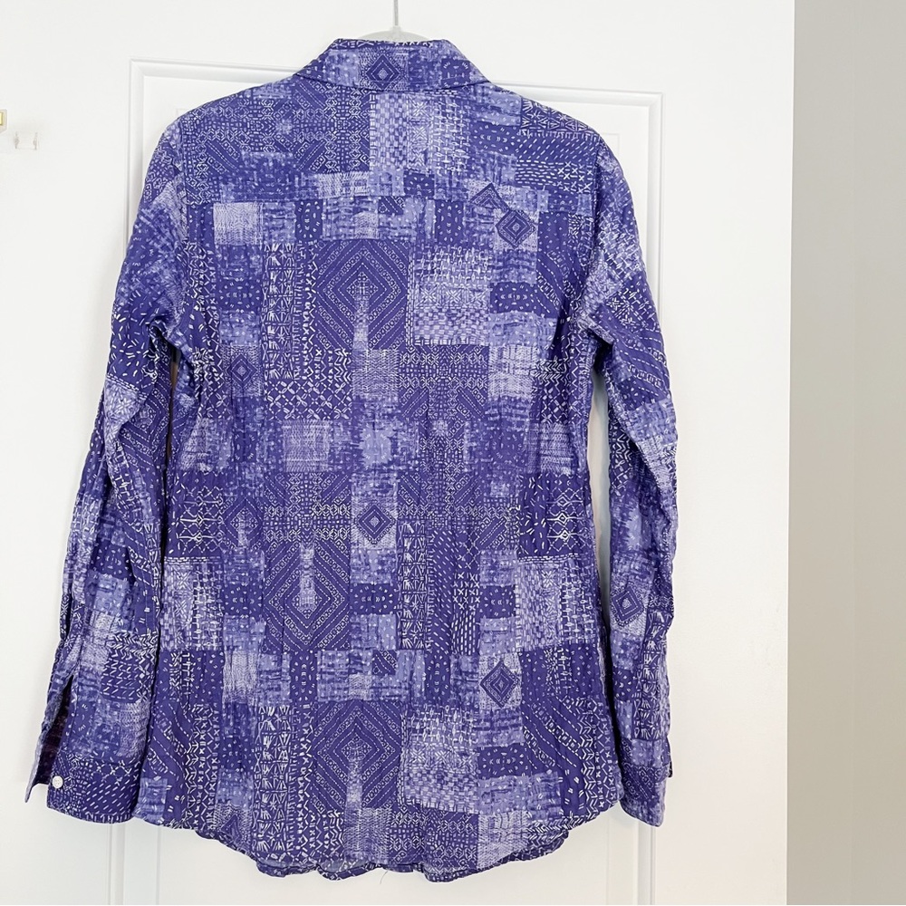 J. Mclaughlin Purple Patchwork Crinkle Long Sleev… - image 2